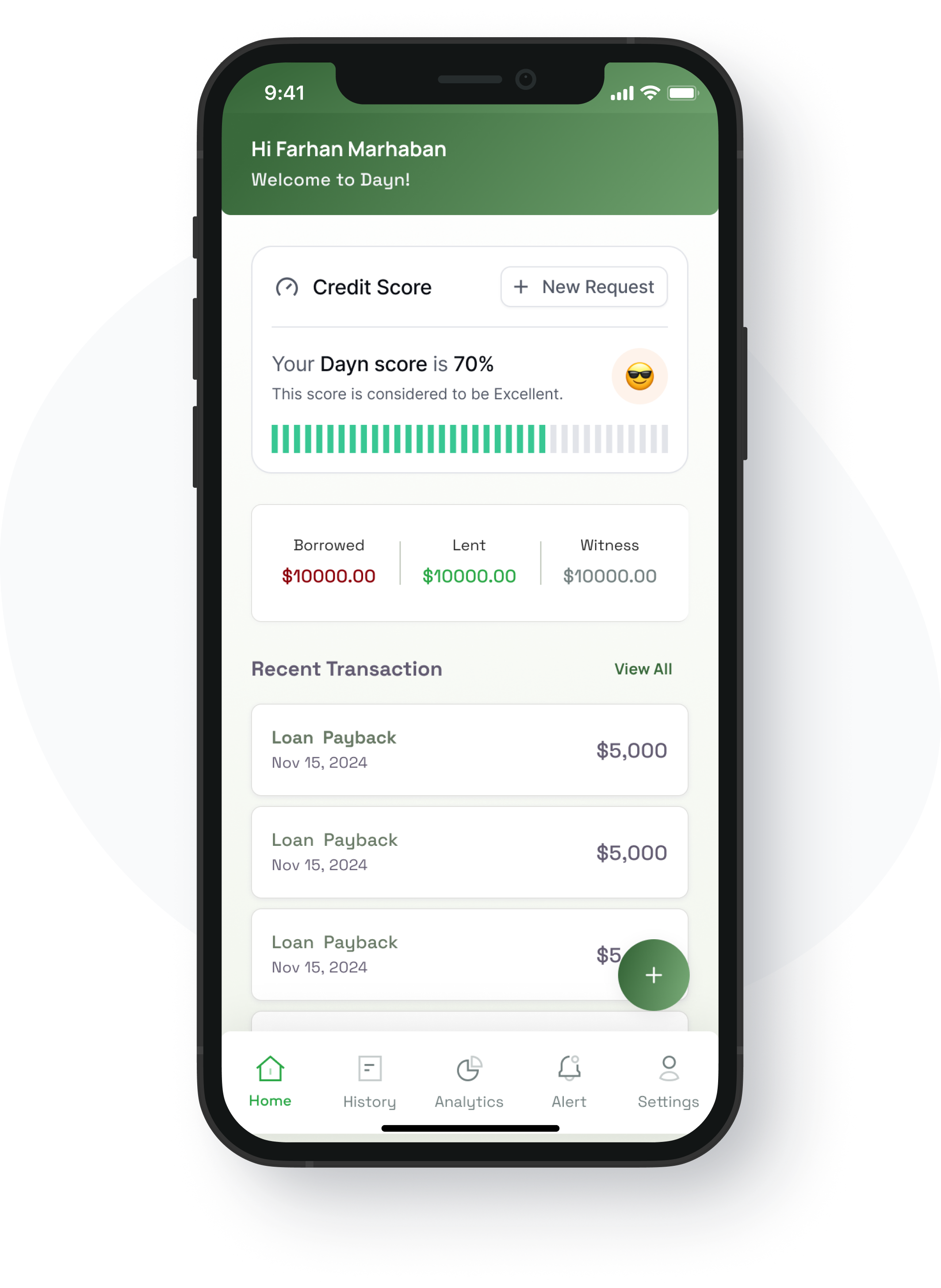 DAYN App dashboard