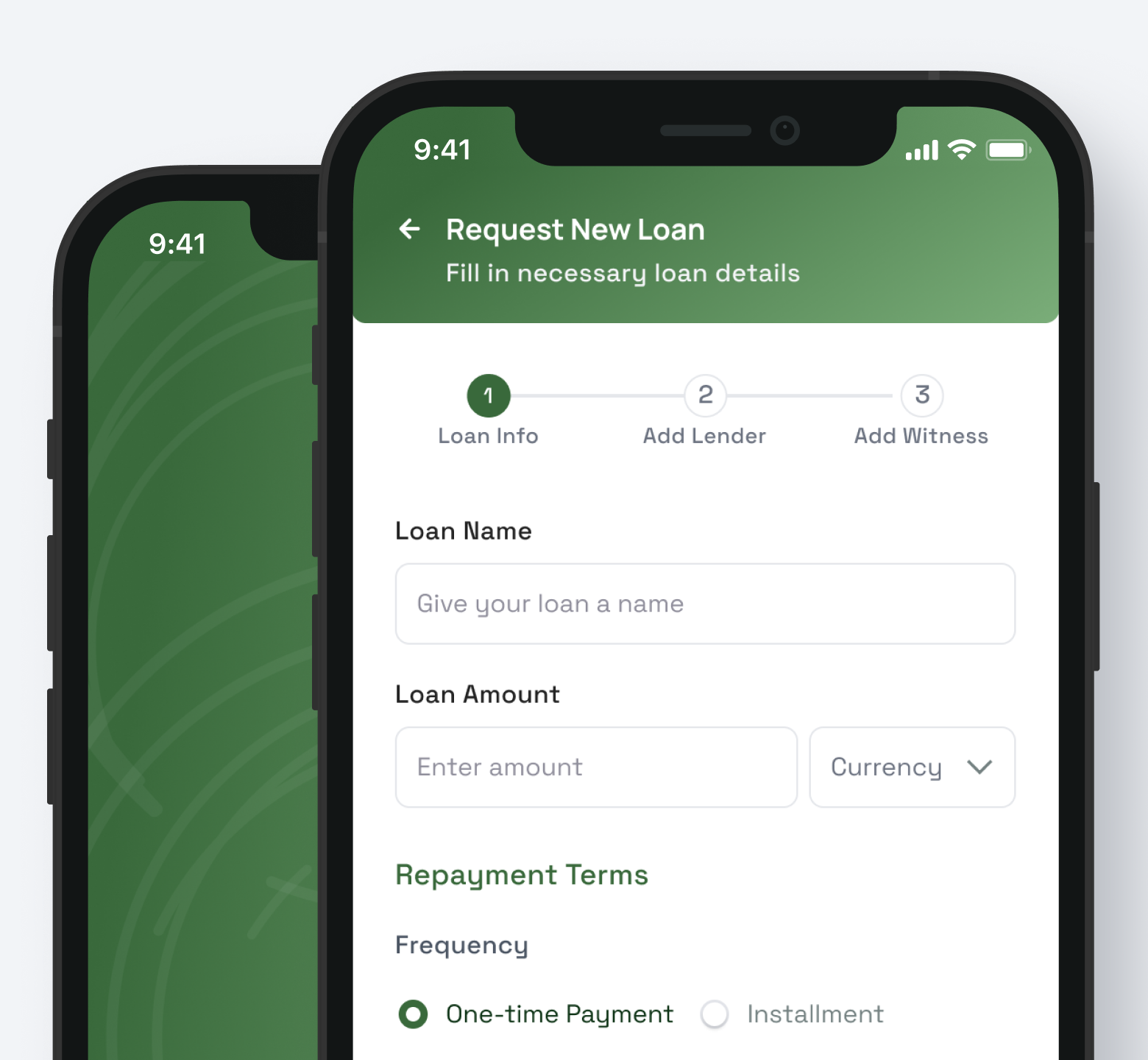 DAYN dashboard with loan request